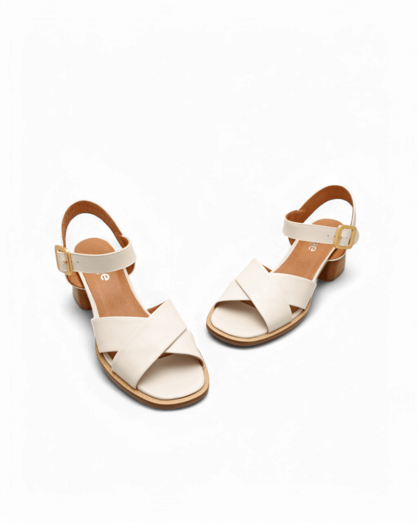 sandales à talon cuir blanches rita