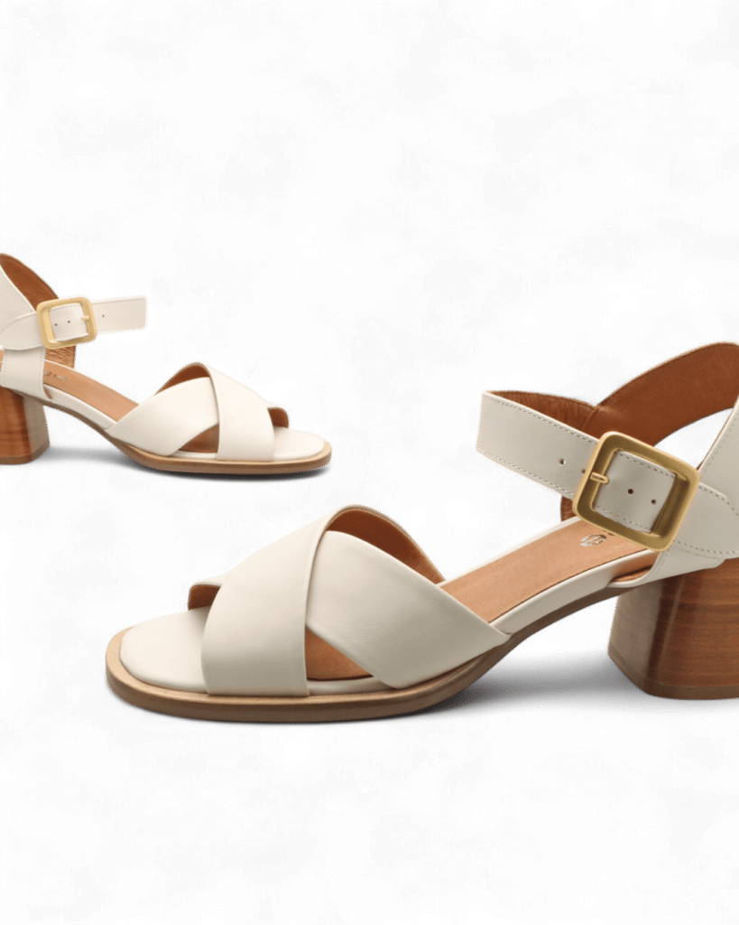 sandales à talon cuir blanches rita