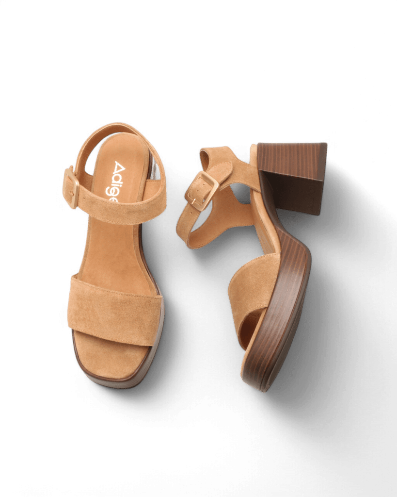 Sandales talon carré camel Seal adige
