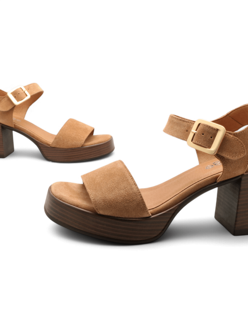 Sandales talon carré camel Seal adige
