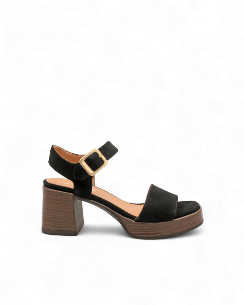 Sandales talon carré noires Seal adige