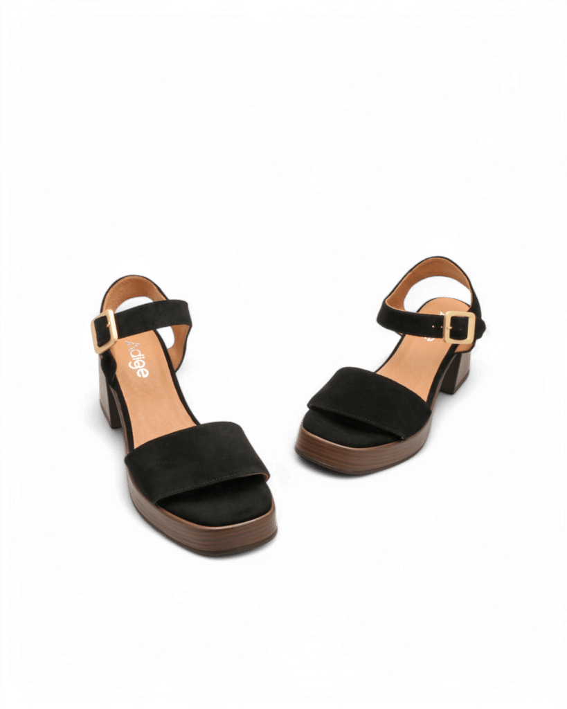 Sandales talon carré noires Seal adige
