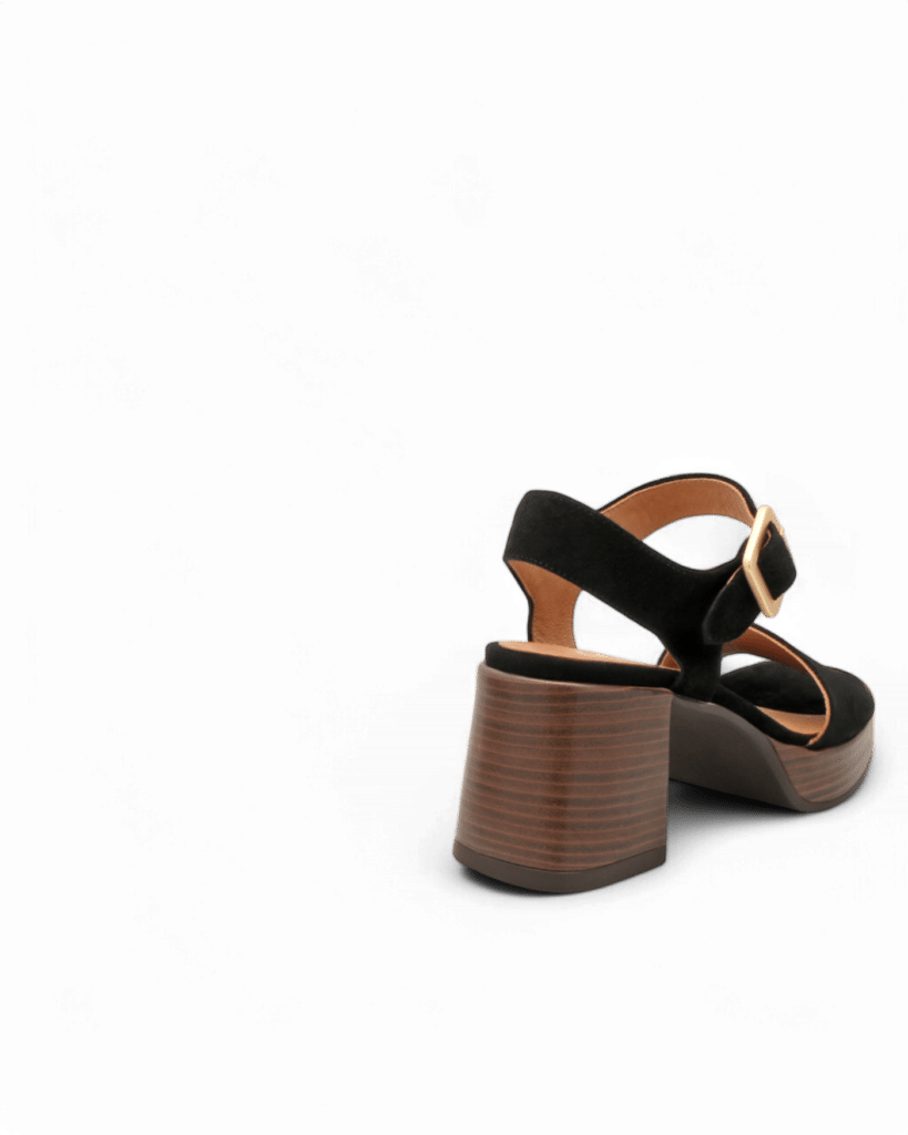 Sandales talon carré noires Seal adige