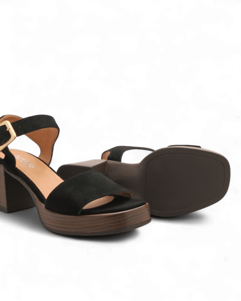 Sandales talon carré noires Seal adige