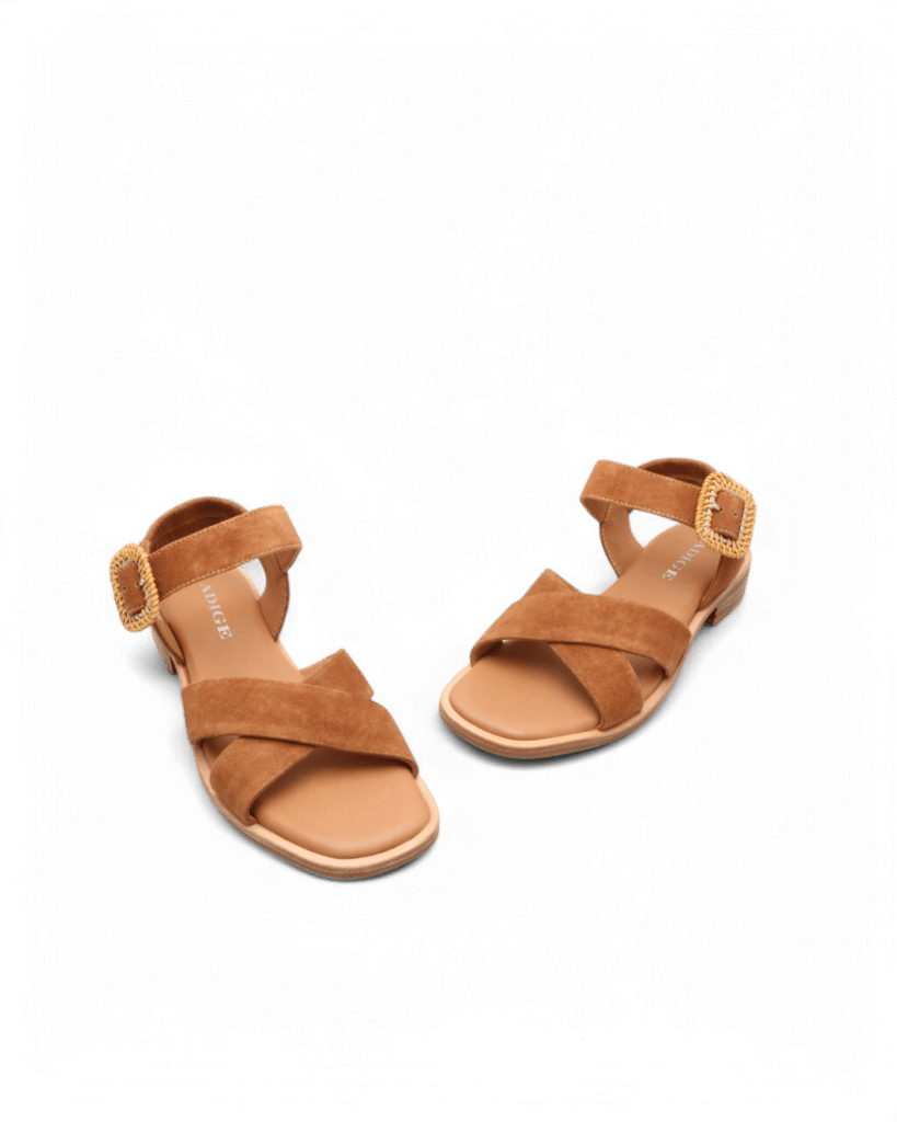 sandales plates camel femme bali adige
