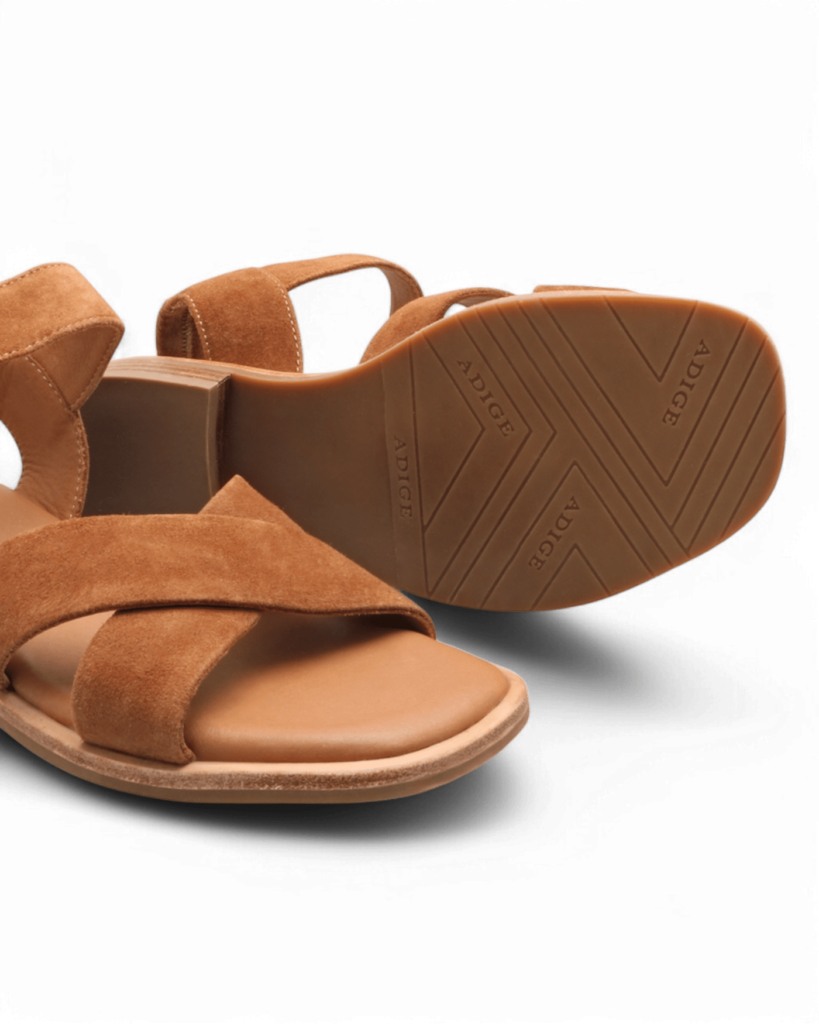 sandales plates camel femme bali adige