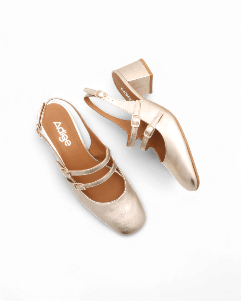 sandales dorées à talon gold adige