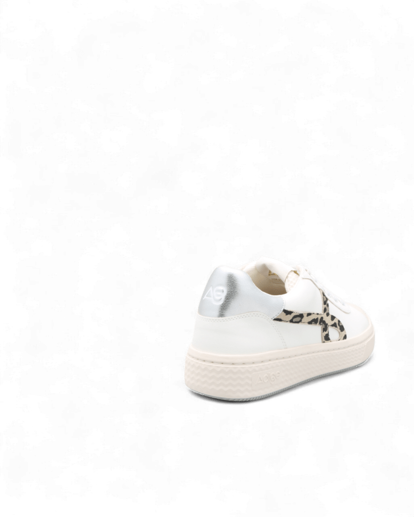 Basket blanche et leopard femme