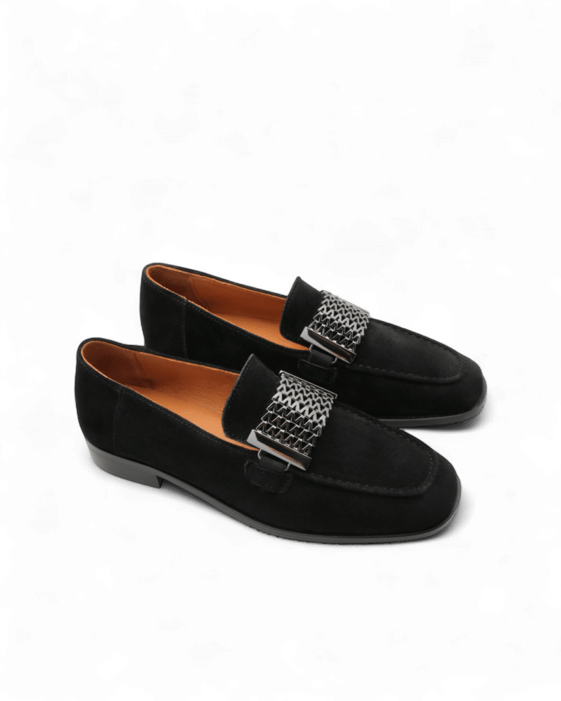 Mocassin femme noir daim