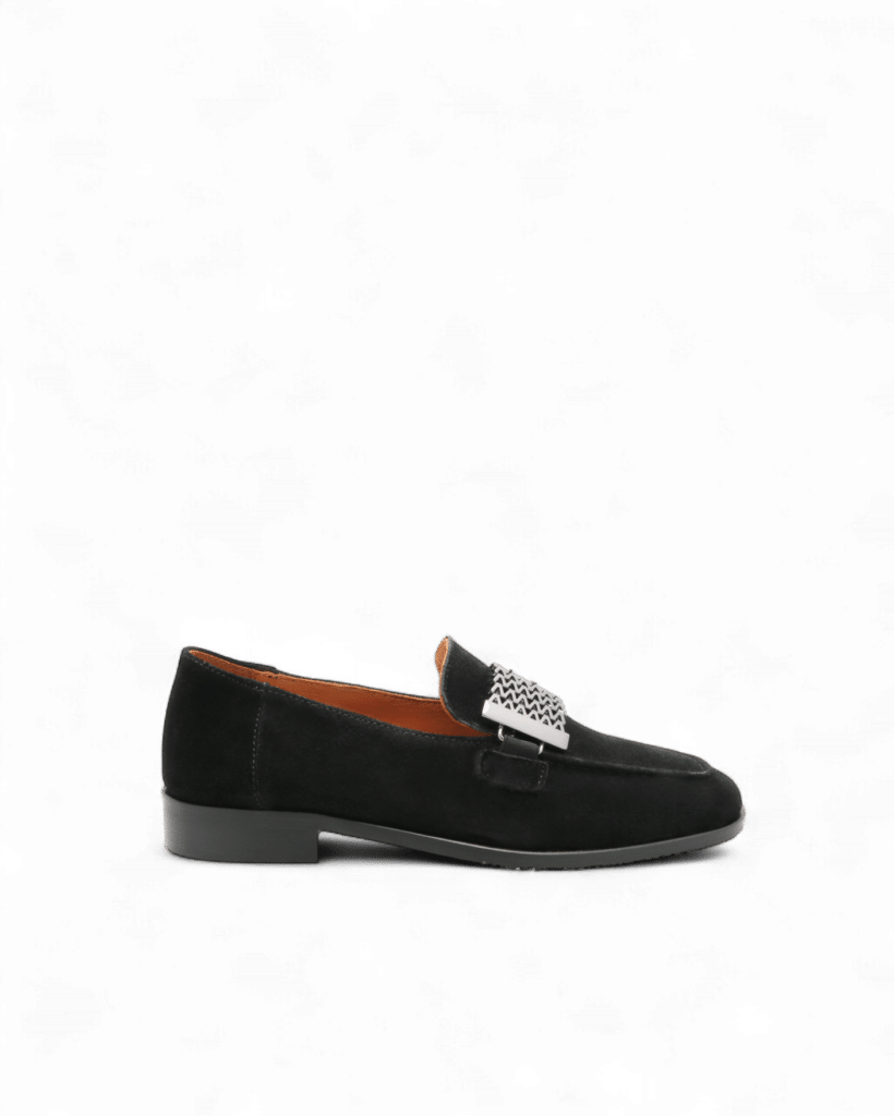 Mocassin femme noir daim