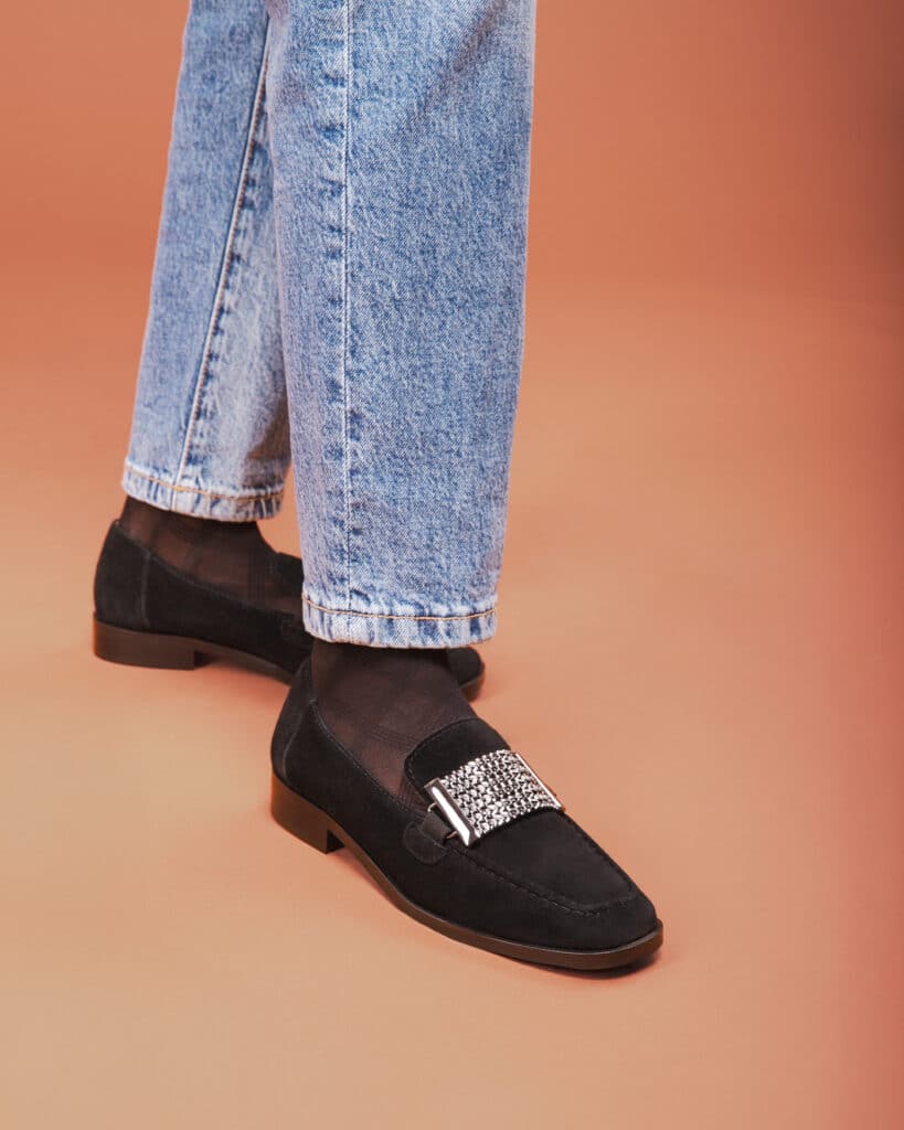 Mocassin femme noir daim