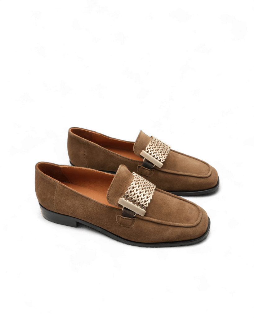 Mocassin femme daim camel