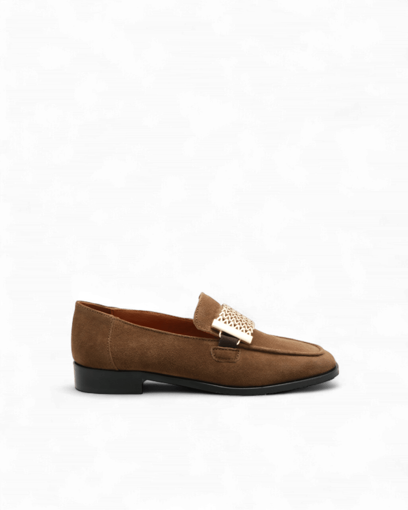 Mocassin femme daim camel
