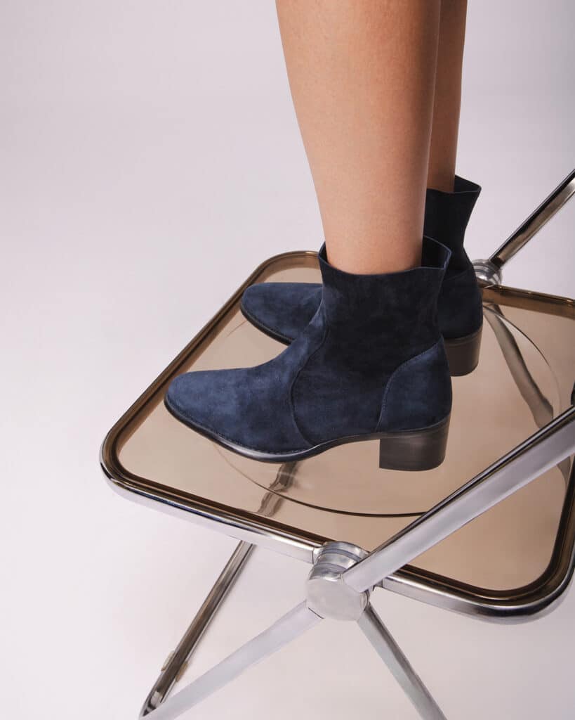Bottines en daim bleu marine