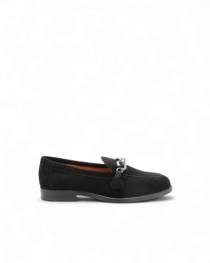Mocassin daim noir femme