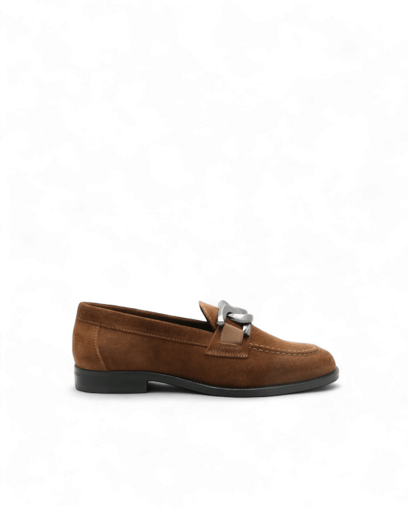 Mocassin daim marron femme