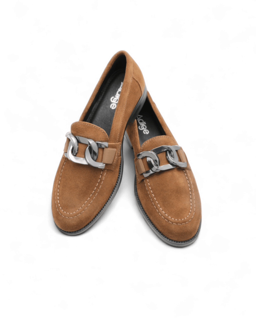 Mocassin daim marron femme