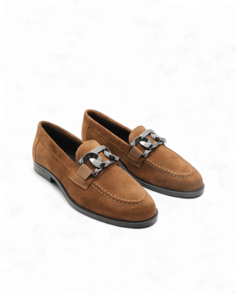 Mocassin daim marron femme