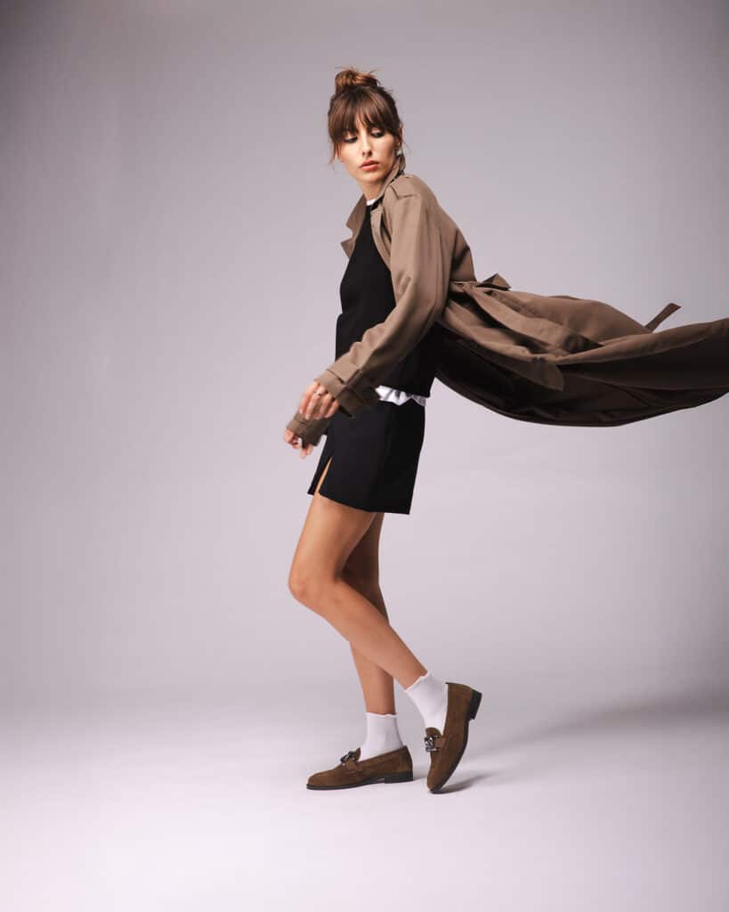 Mocassin daim marron femme