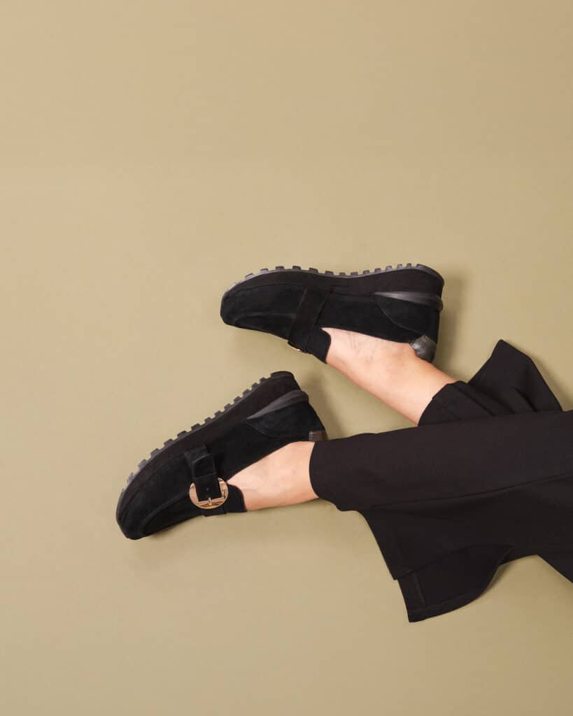 Basket daim noir femme Yux Adige