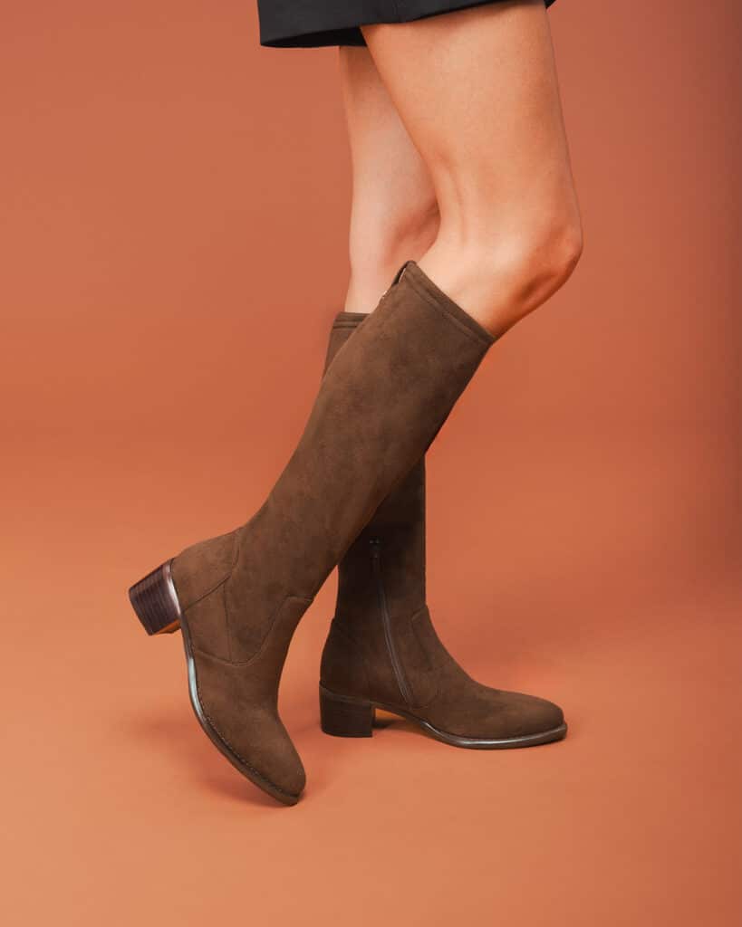 Bottes femme stretch marron