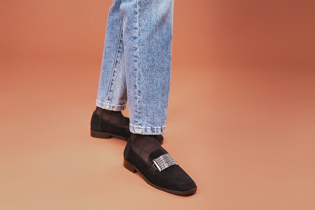 mocassin femme noir daim