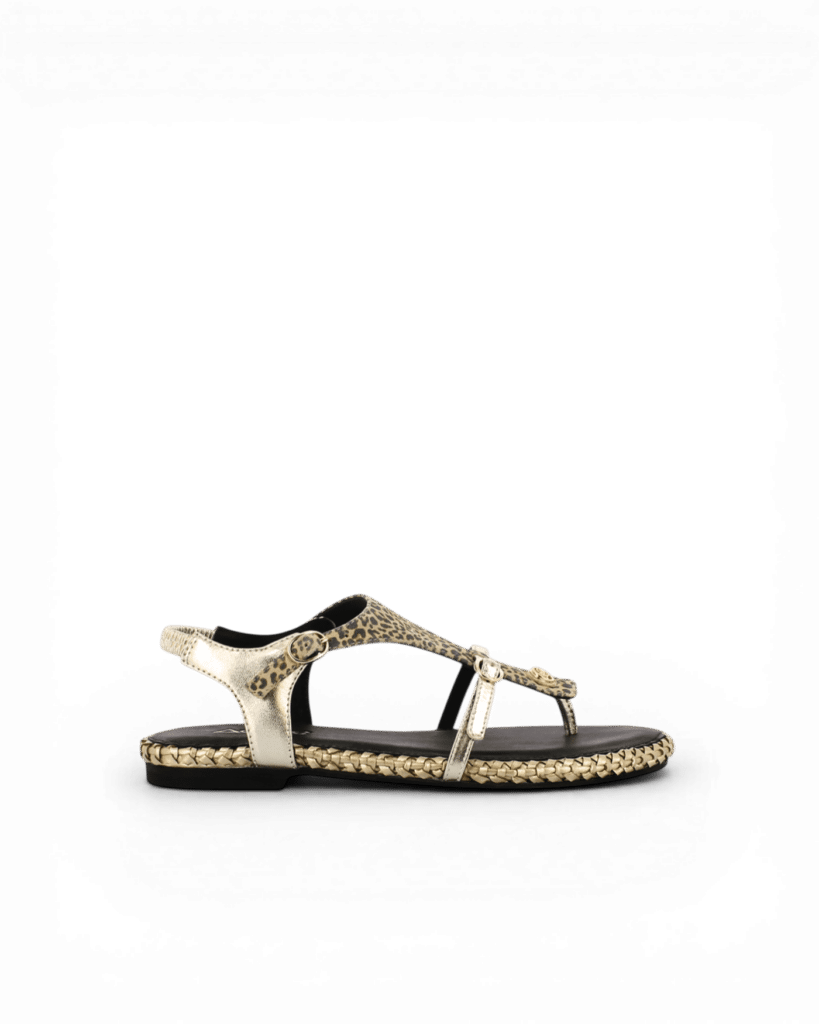 Sandale léopard plate