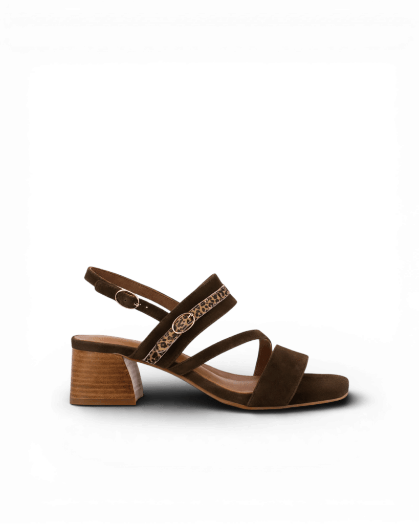 sandale talon marron