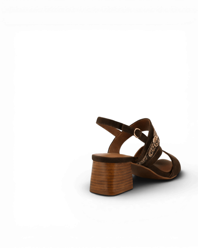 sandale talon marron