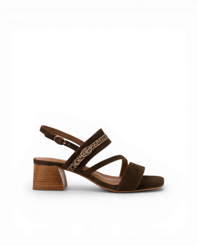 sandale talon marron