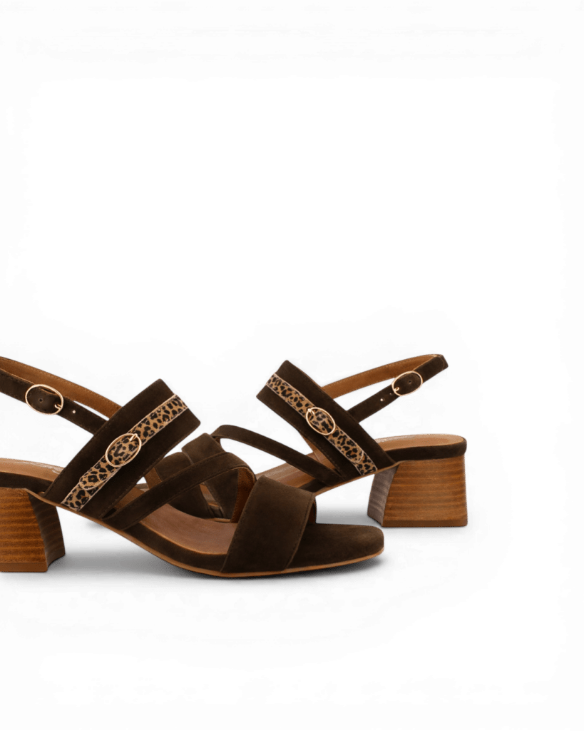 sandale talon marron