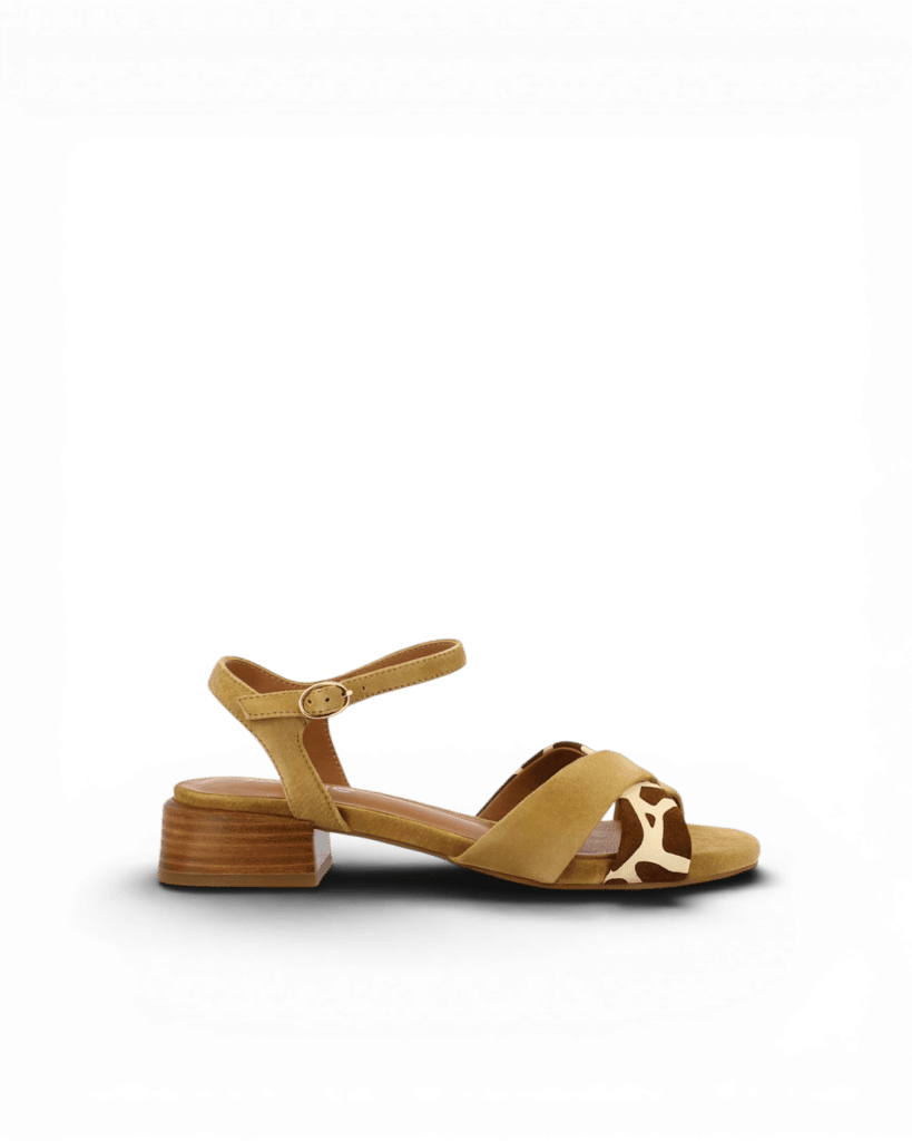 sandales femme à petit talon camel