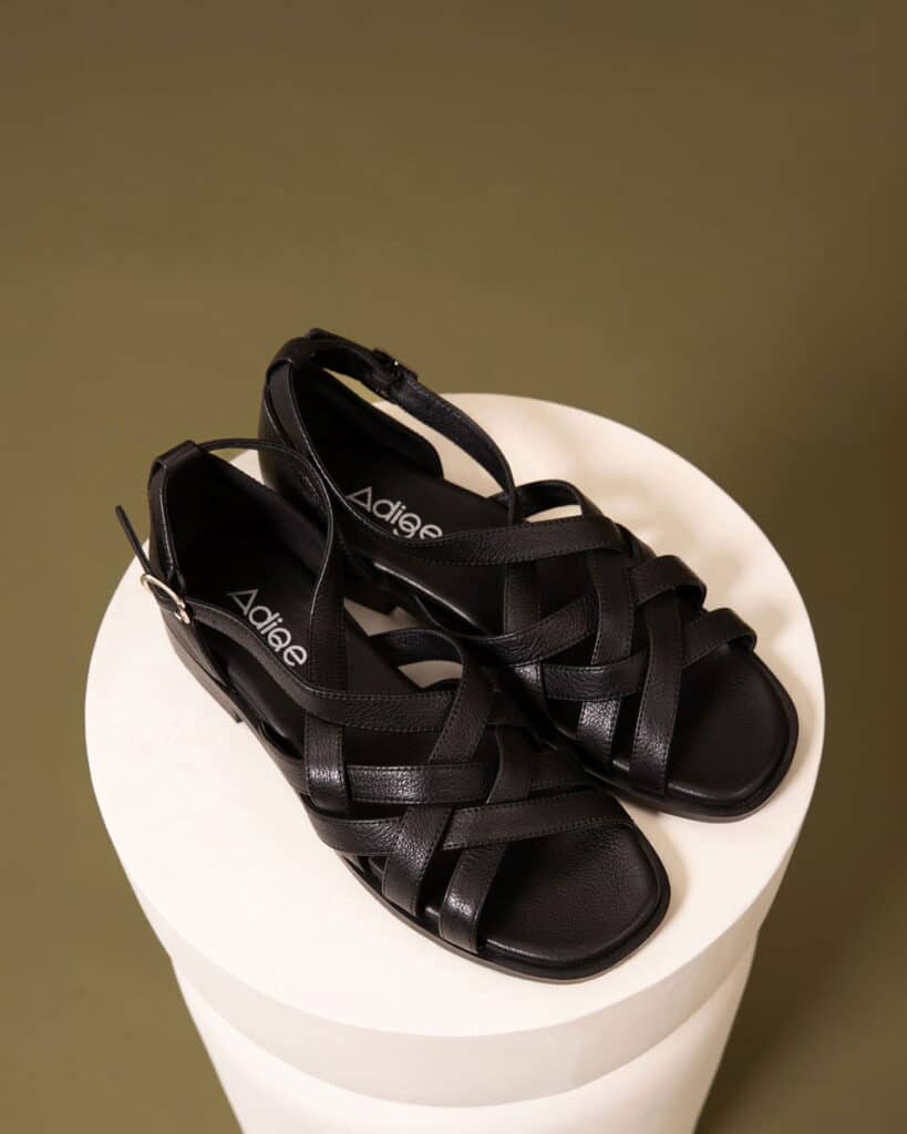 sandales plates noires