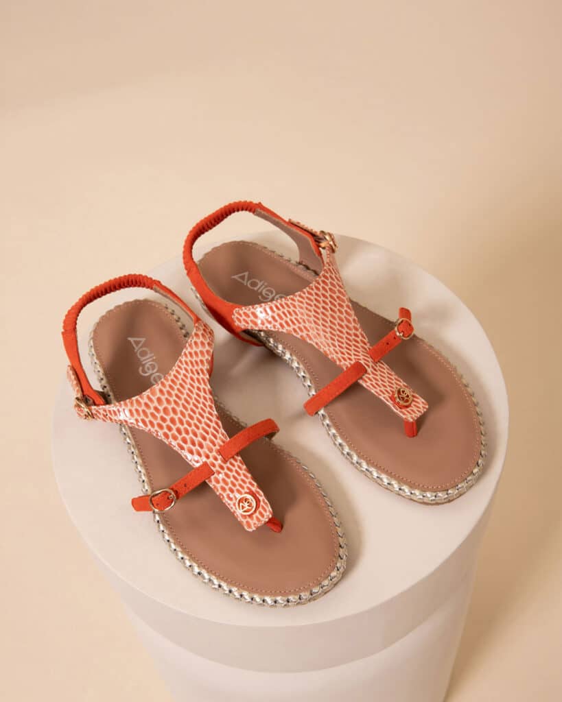 Sandale entre doigt femme corail Caly