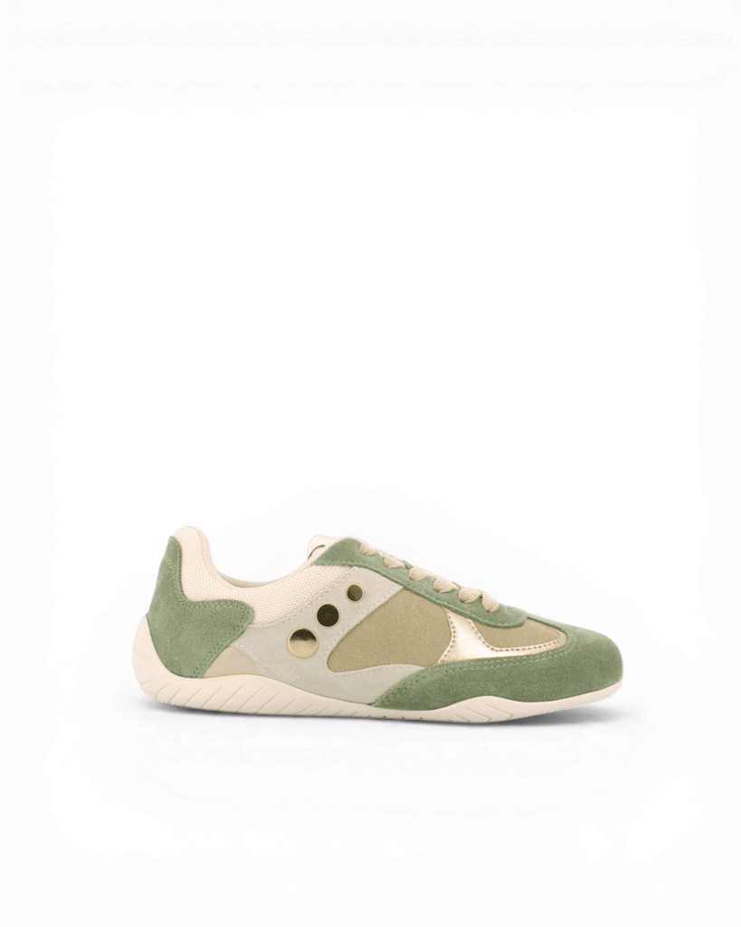 Basket basse femme verte et beige Dragon1