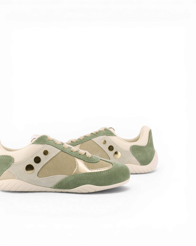 Basket basse femme verte et beige Dragon1