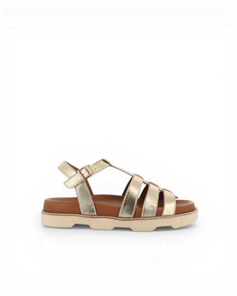 sandale plateforme femme dorée