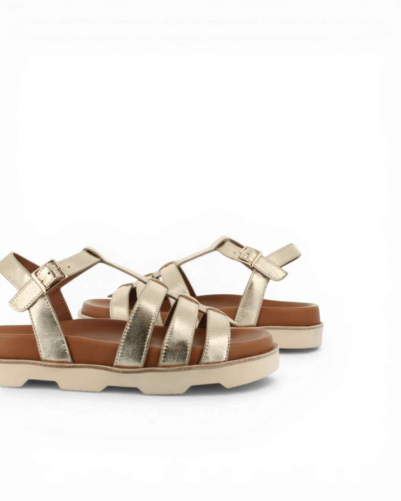 sandale plateforme femme dorée