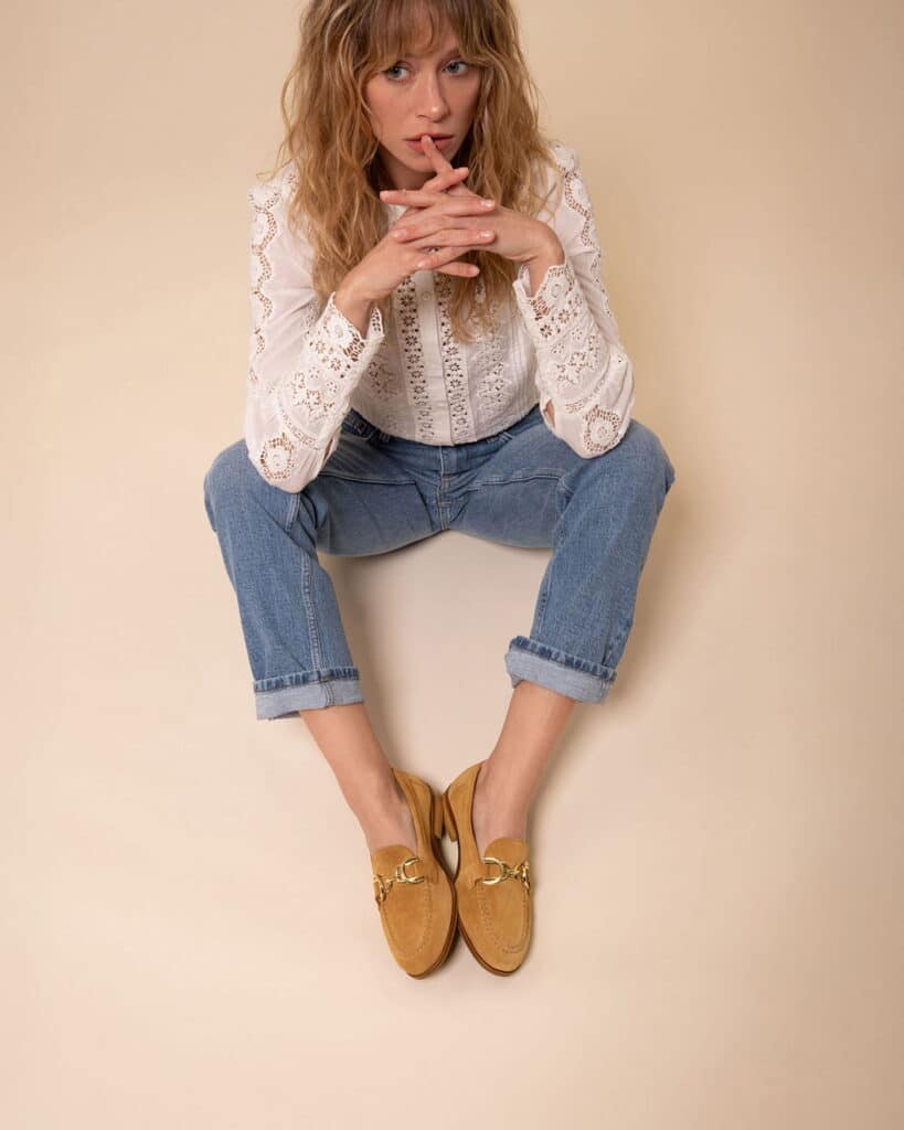 Mocassin femme biscuit