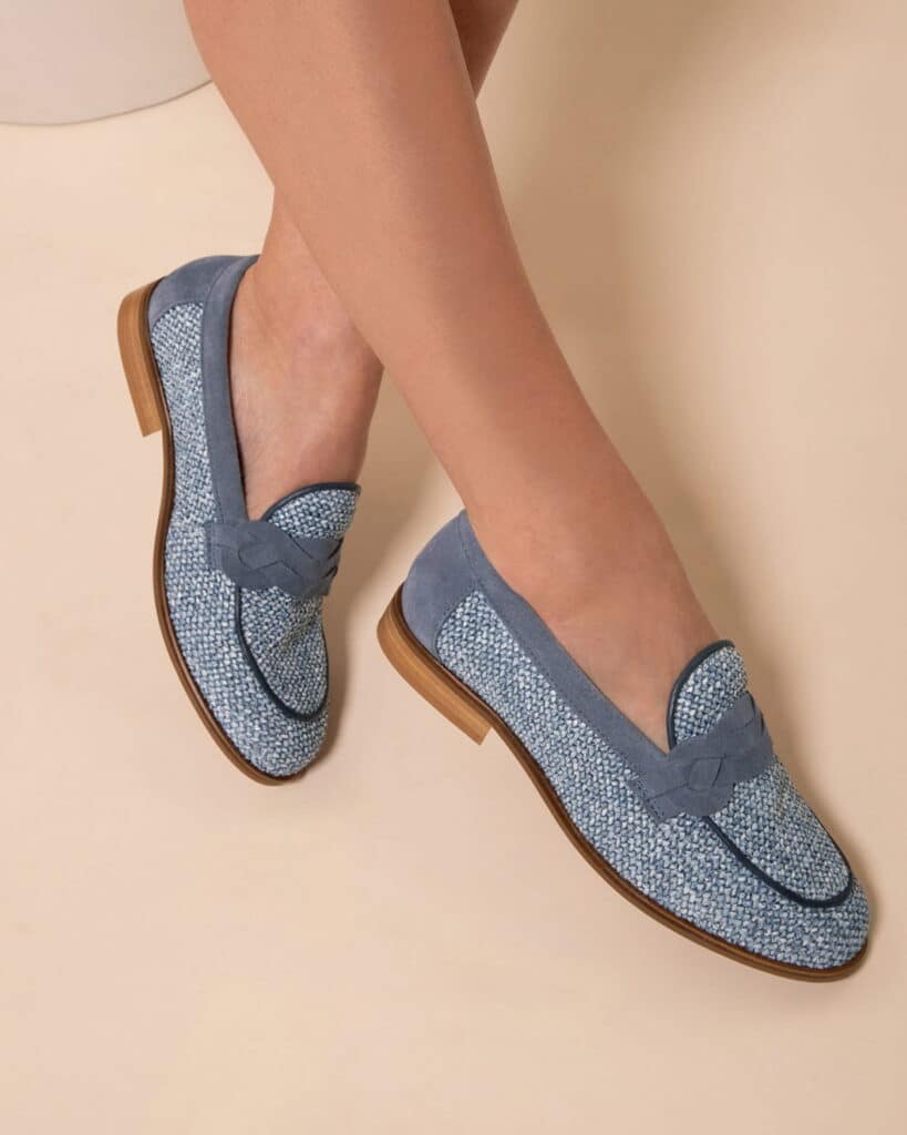 Mocassin bleu en raphia