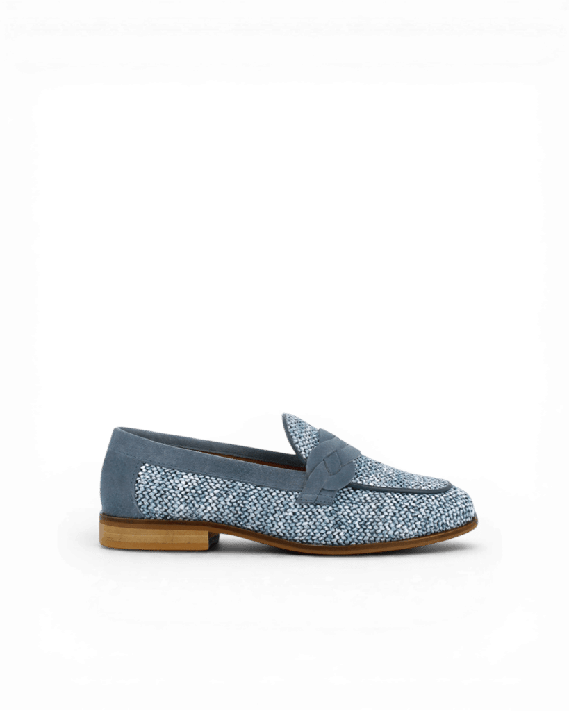 Mocassin bleu en raphia Elio