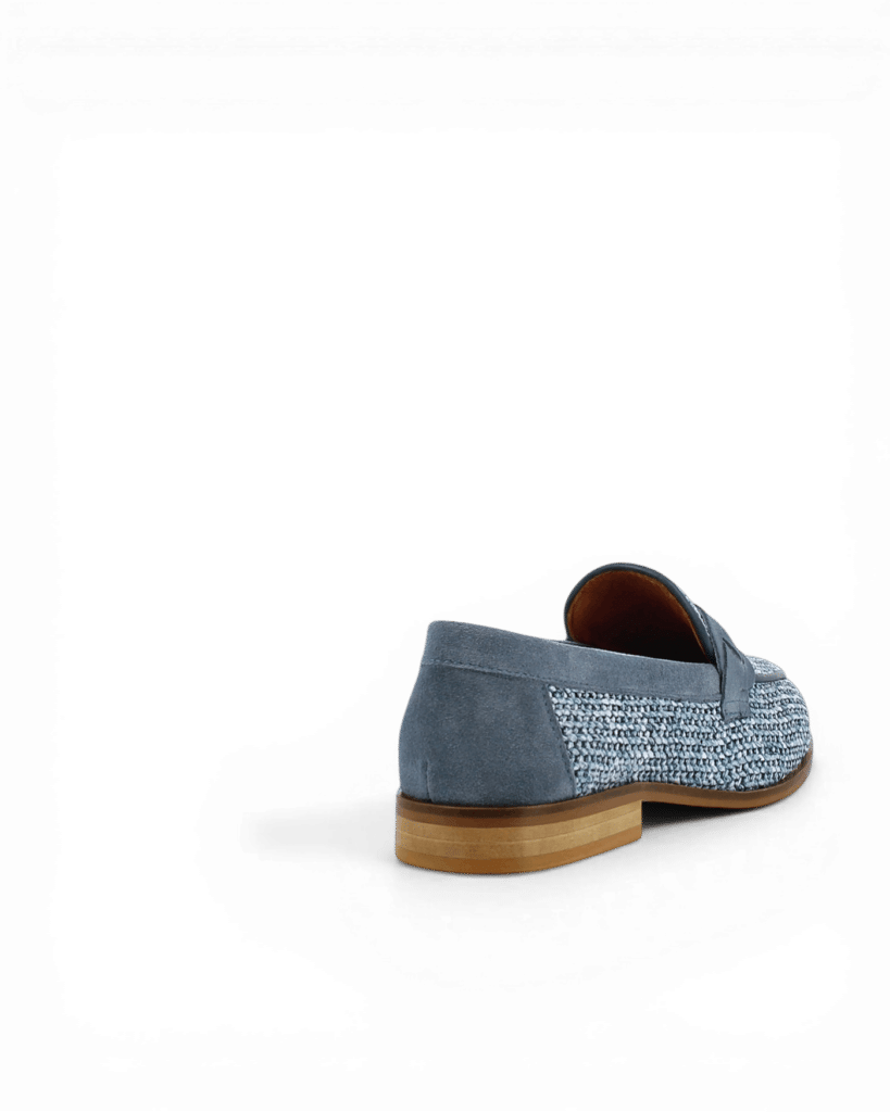 Mocassin bleu en raphia Elio