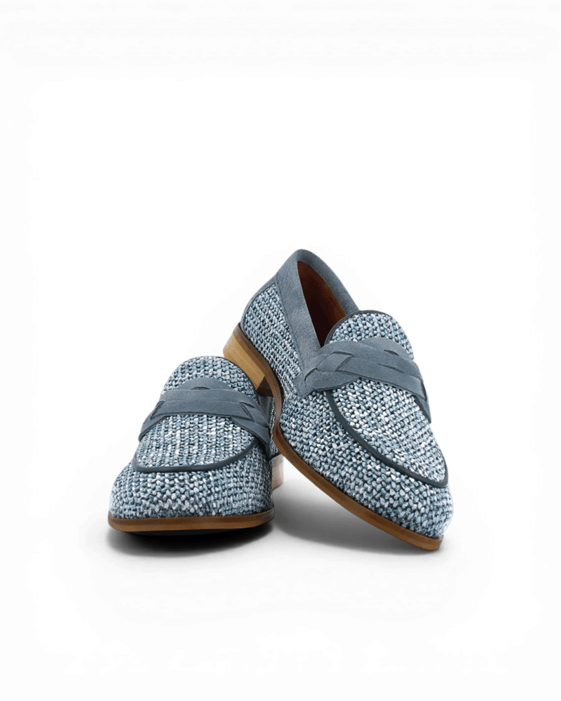 Mocassin bleu en raphia Elio