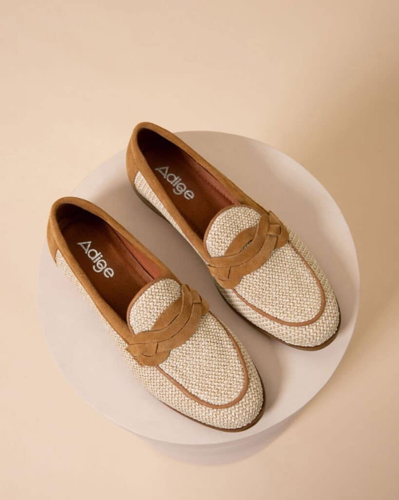 Mocassin beige en raphia