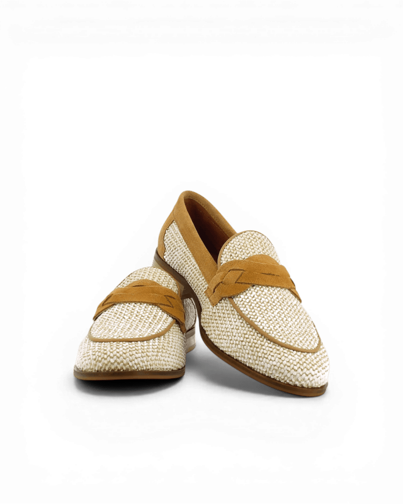 Mocassin beige en raphia Elio