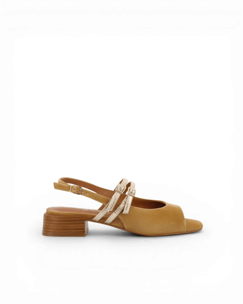 sandales petit talon camel