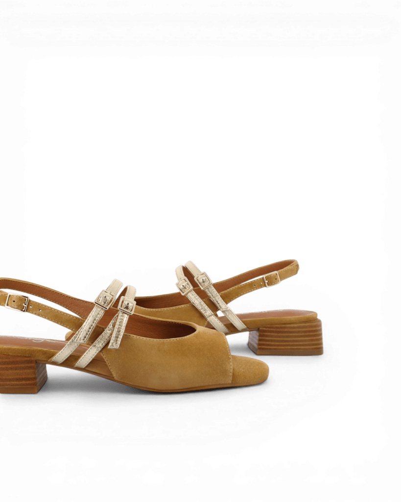 sandales petit talon camel