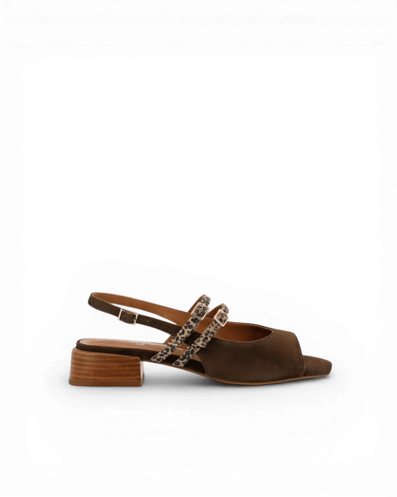 Sandale petit talon chocolat Fago