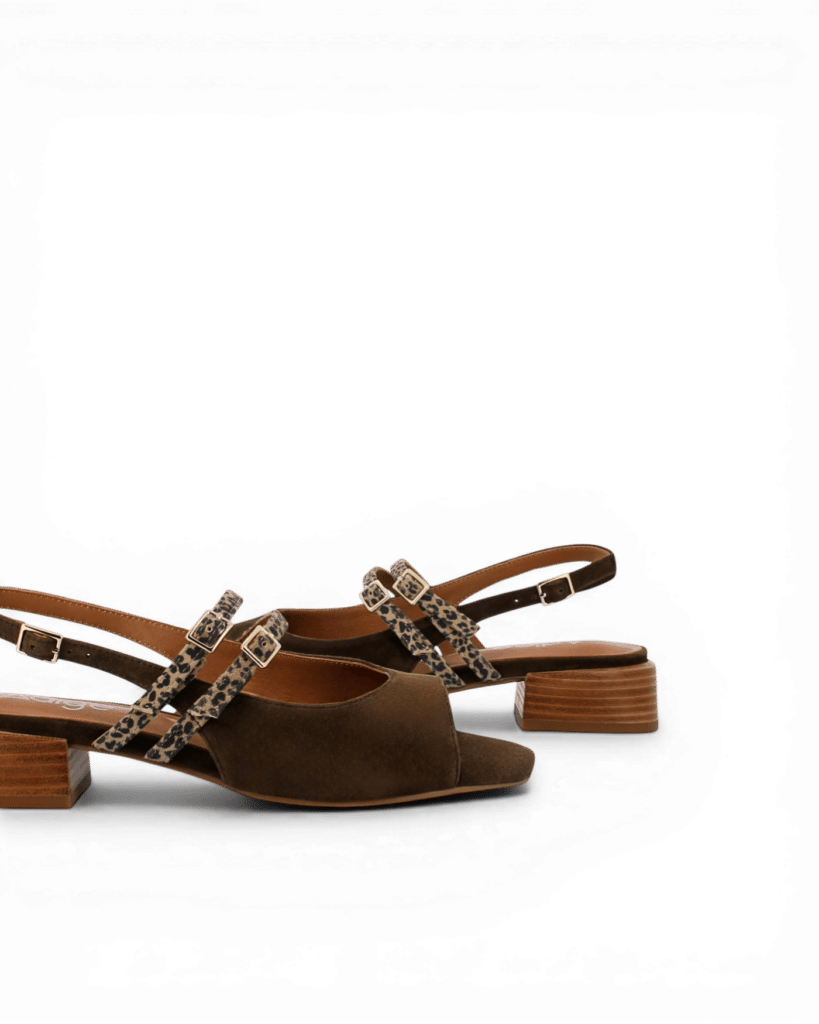 Sandale petit talon chocolat Fago