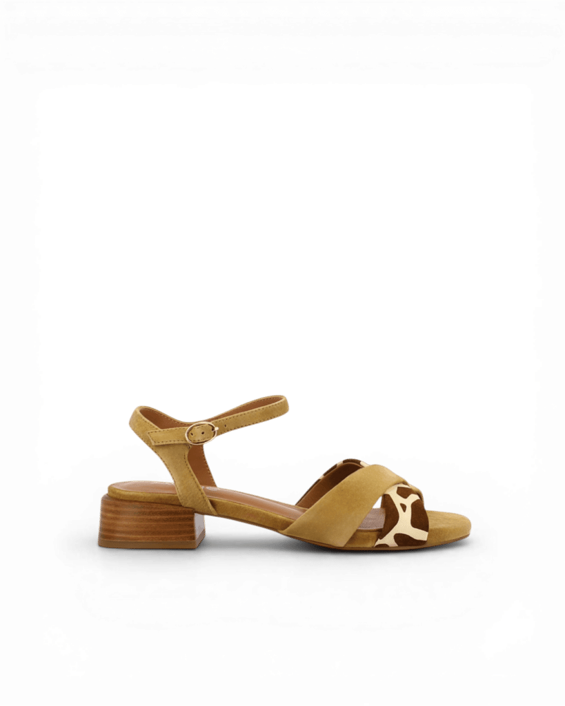Sandales femme à petit talon girafe